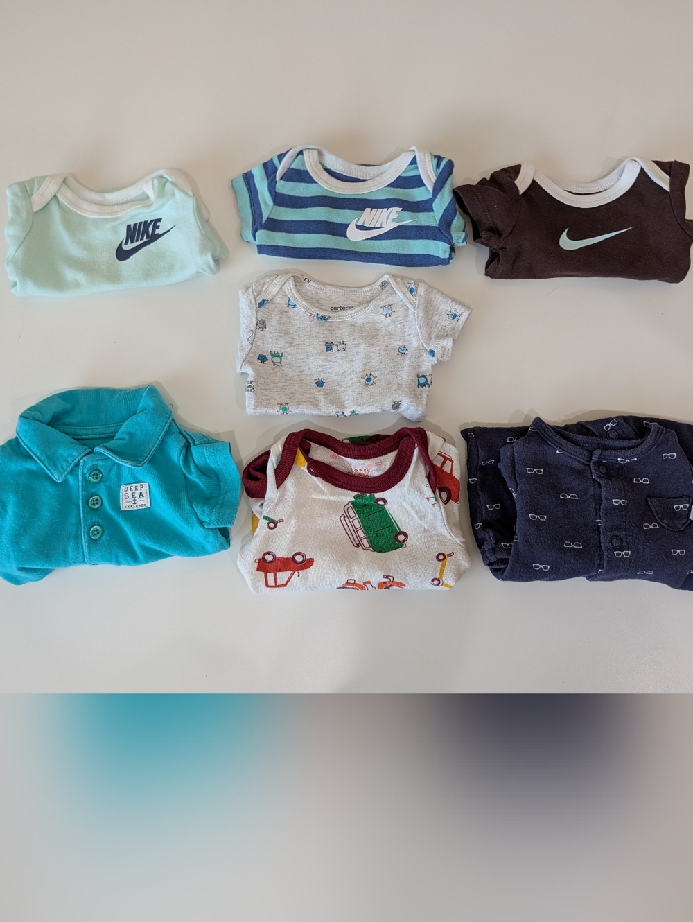 Nike & Mixed Baby Onesie Set Of 7. Size: Newborn